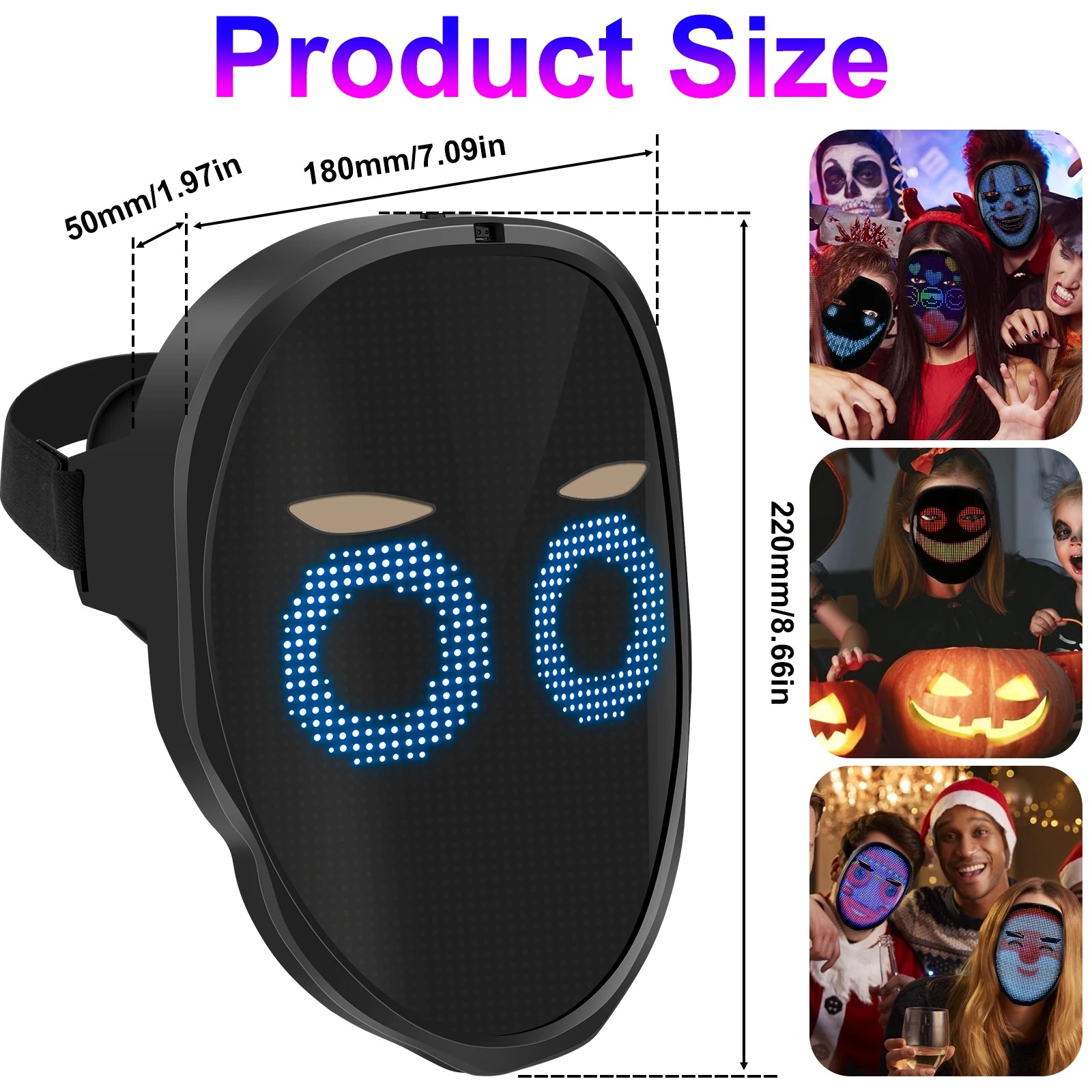 LED照明付きフェイスマスク,誘導スイッチ付き,DIYマスク