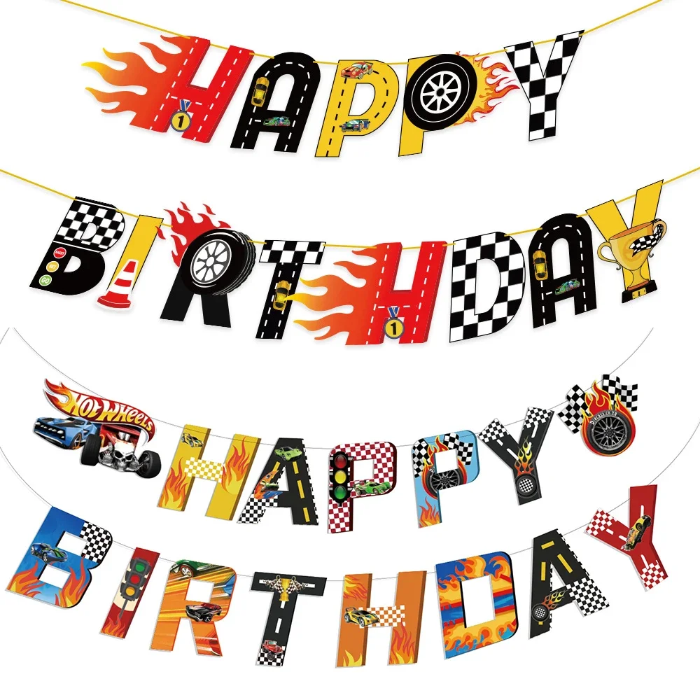 Fast ONE Race Car Highchair Banner - Black & Red 1st Birthday Party Decor With Twine & Tape