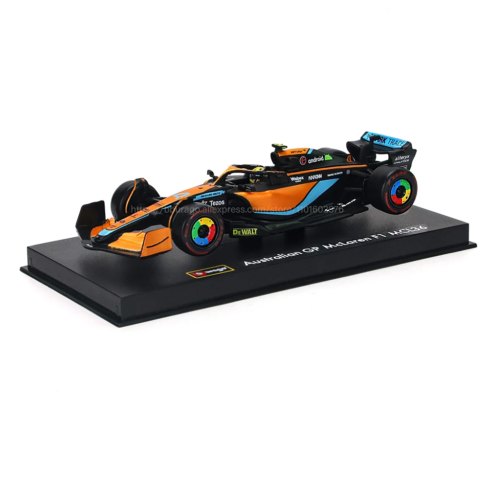 Bburago-Diecast carro modelo brinquedo, 1:43, F1 McLaren, MCL36, #3, Daniel Ricciardo, Lando Norris, Liga de veículo de luxo, 2022