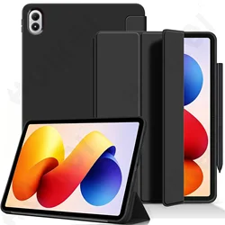 Slim Translucent Back Tri - Fold Stand Tablet Case with Pen Charging and Auto Wake/Sleep for Redmi Pad 2 SE 9.7 (Black)
