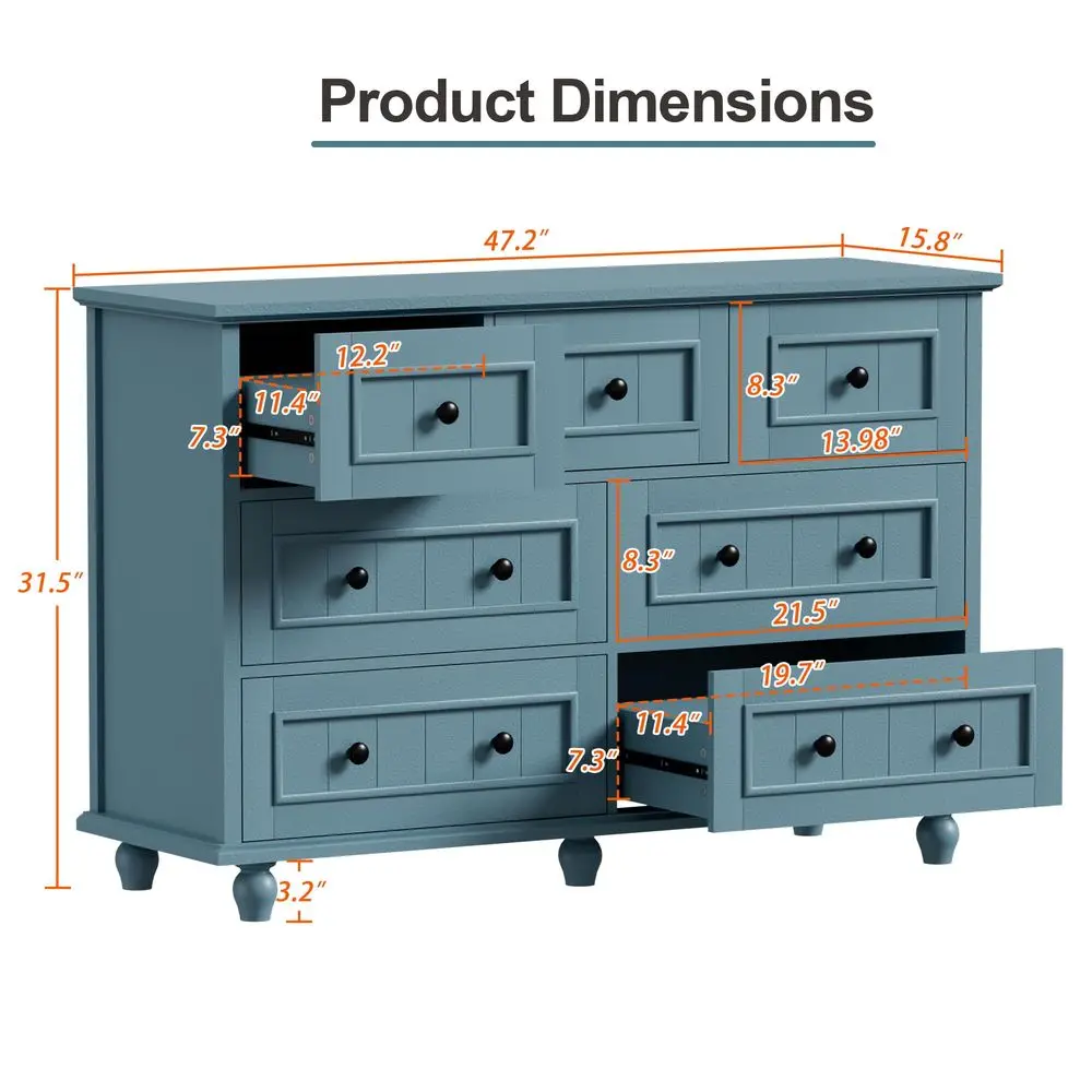 Antique 7-Drawer Dresser 2