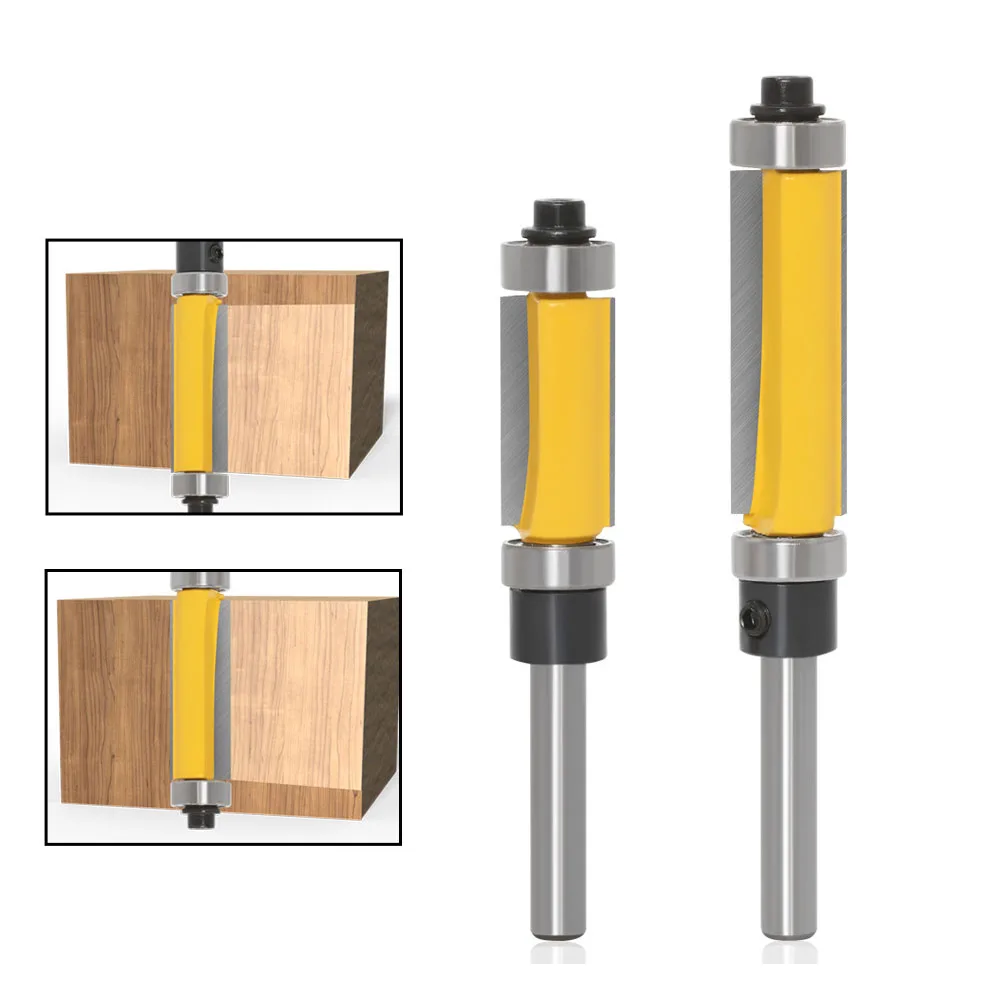 

1PC 1/4" 6.35MM 6MM Shank Milling Cutter Wood Carving Double Bearing Trimming Cutter Double Edge Straight Router Bit Woodworking