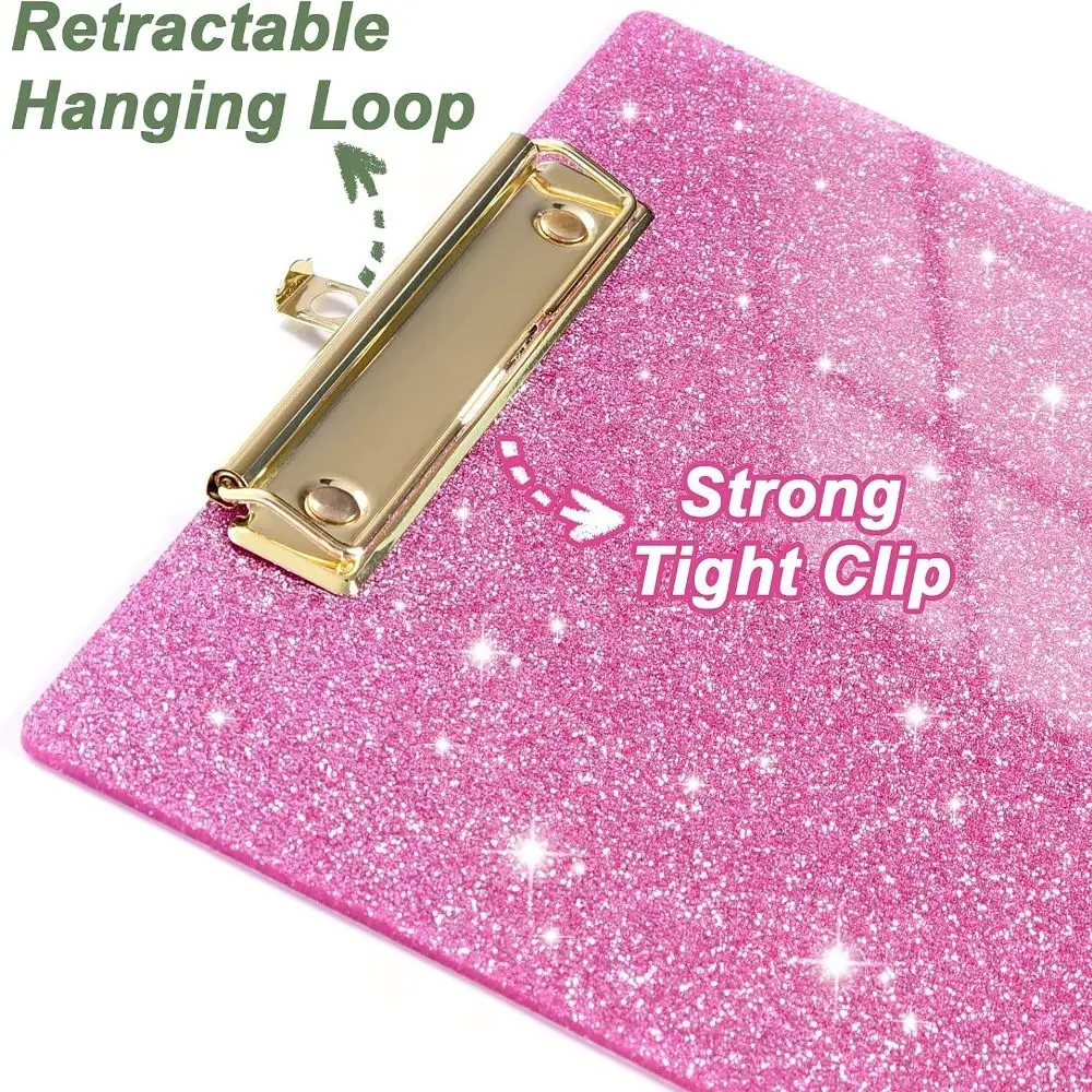 Paper Organizer Glitter Writing Clipboard With Low Profile Gold Clip Tablet Flash Memo Menu Folder