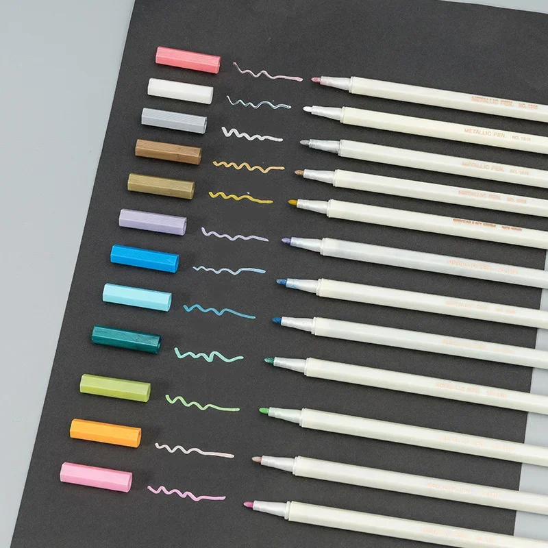 Marker Pen 6/12pcs Pearl Pen Colored Soft Brush 5-color Metallic Paint Pen Hand Ledger