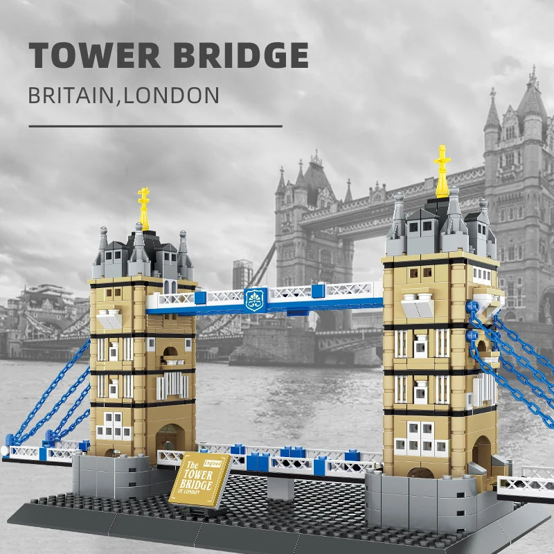 

Creative Construction World Famous Modern Architecture Block Model England London Tower Bridge Building Brick Toys Collection