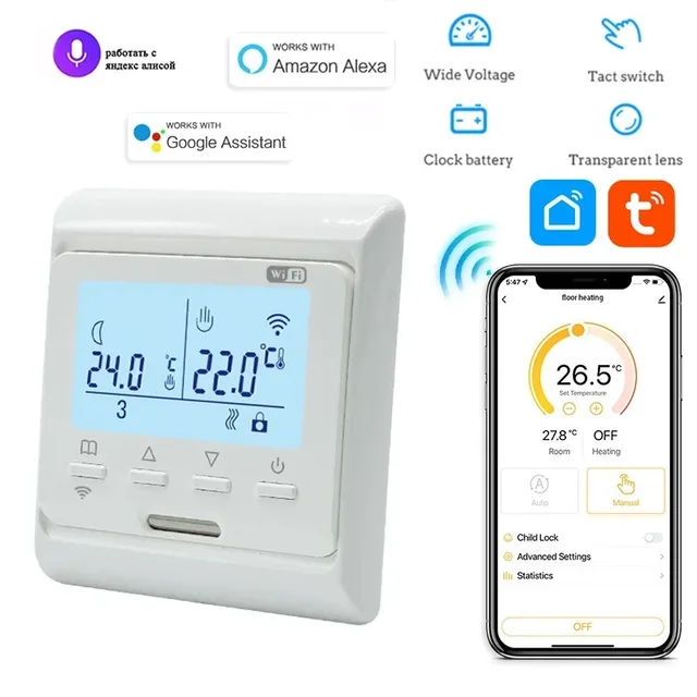 2024 ใหม่ WiFi Programmable Thermostat ชั้นร้อน 220V 16A ไฟฟ้าชั้นอุณหภูมิความร้อน Controller APP รีโมทคอนโทรล 1