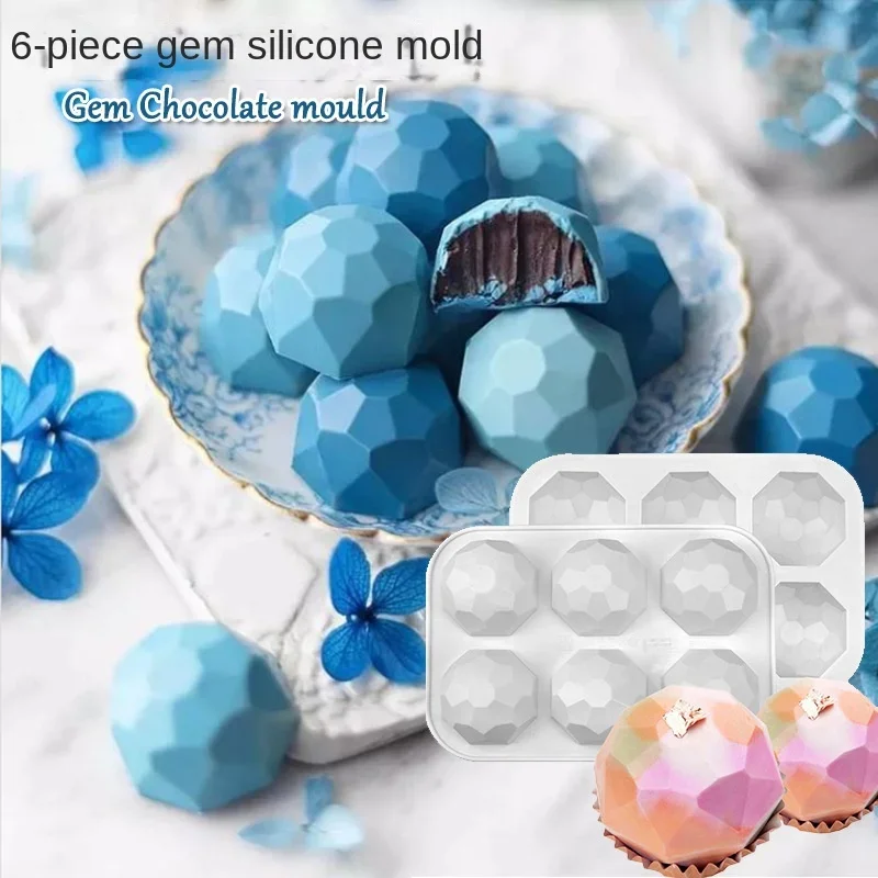 3DGemstoneDesignChocolateSiliconeMoldDIYDiamondMousseMouldsHandmadeSoapCandleMould