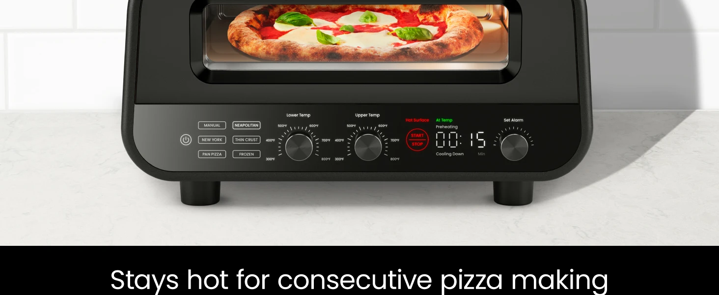 Description Picture 3 of itemIndoor Pizza Oven - Makes 12 Inch Pizzas in Minutes, Heats up to 800°F - Countertop Electric Pizza Maker with 5 Touchscreen Pres