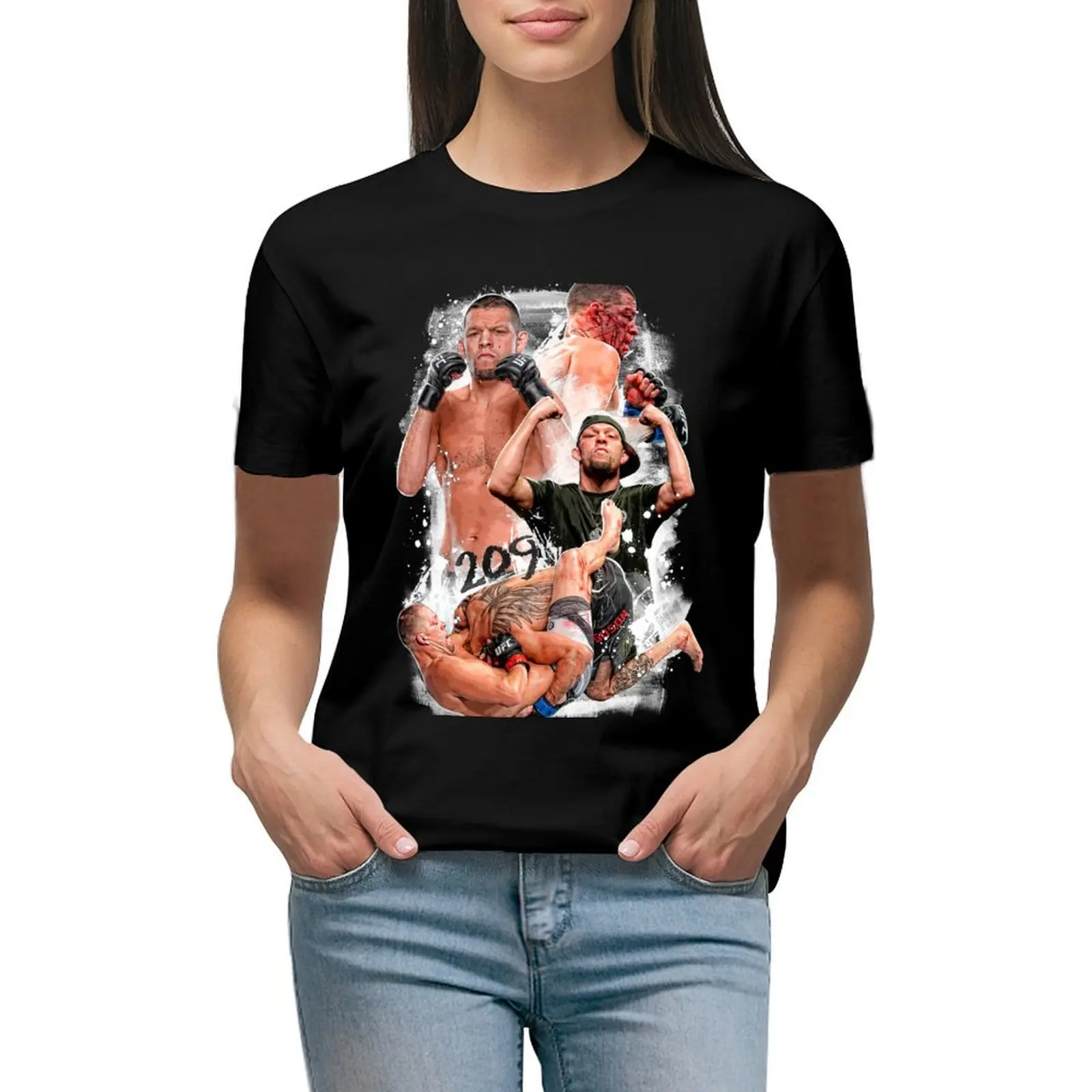 

Nate Diaz 209 T-shirt summer tops vintage clothes plus size tops Women clothes