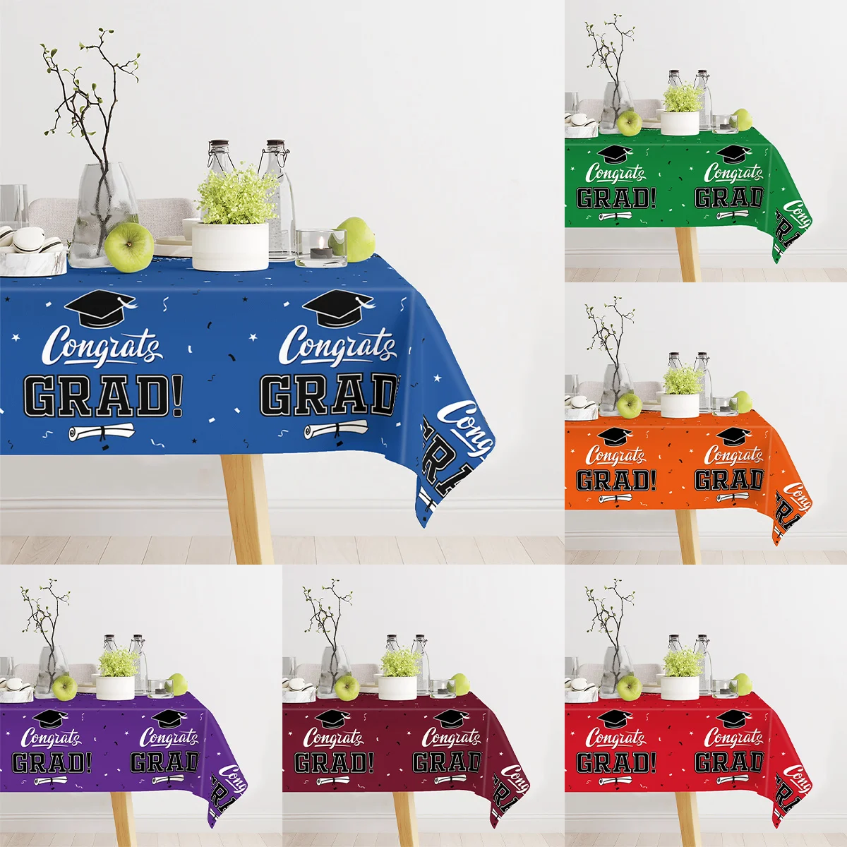 220x130cm Graduation Party Decorations Disposable Tablecloth 2025 Graduation Decors Congrats Grad Party Table Cover Supplies 2