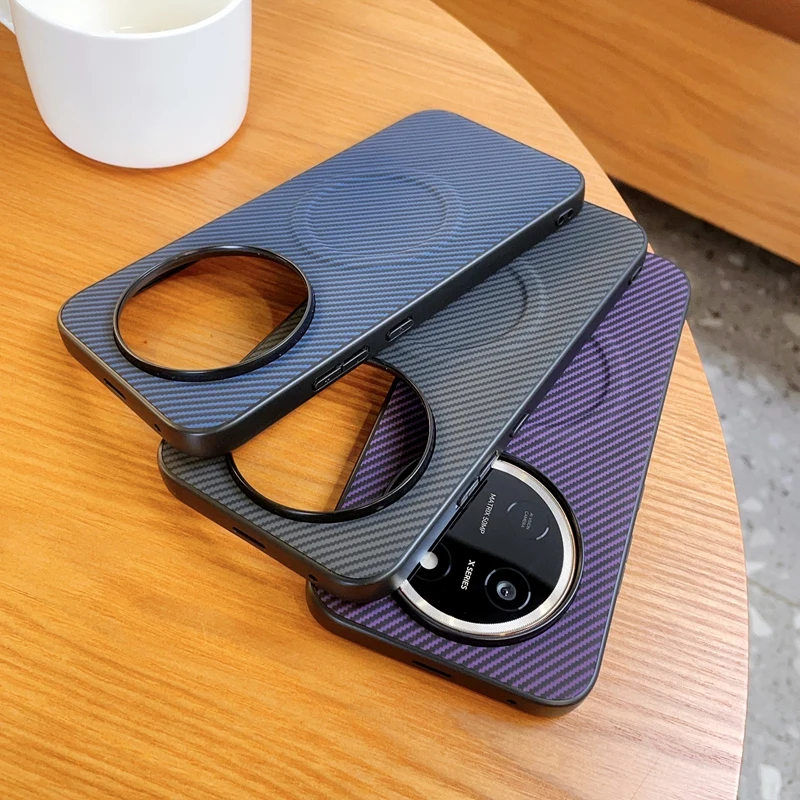 Magnetic Carbon Fiber Pattern PU Leather Wireless Charging Phone Case