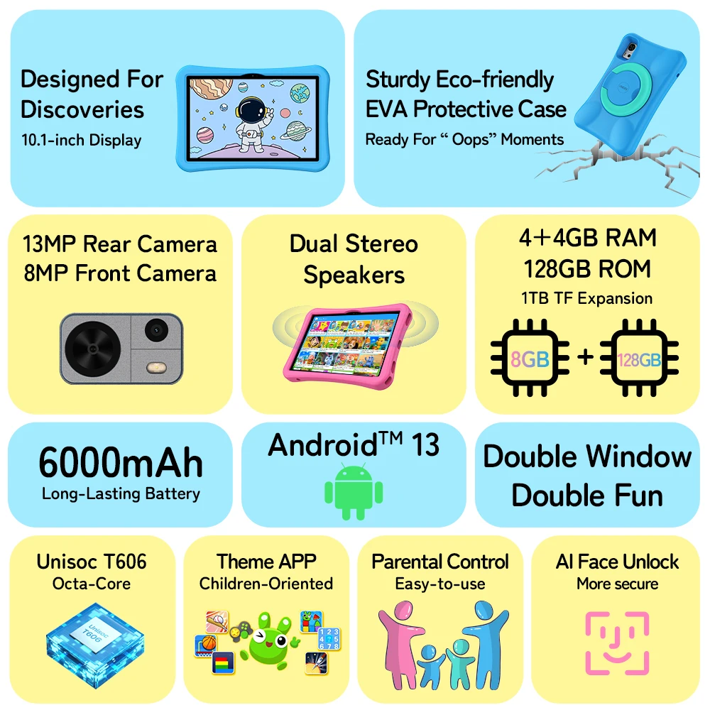UMIDIGI G5 Tab Kids Tablet Android 13 10.1 Inch Quad Core Children Tablets For Learning 4+4GB 128GB 6000mAh EVA Protective Case 2