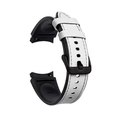 Premium Silicone and Leather Watch Strap - Replacement Band - Watch 4 classic (White 2)