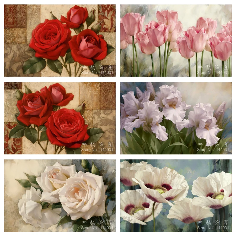 5D Fai Da Te Pittura Diamante Fiore Mosaico Arte Ricamo Rosa Tulipano Rosa Rossa Immagine Strass Punto Croce Diamante Ricamo