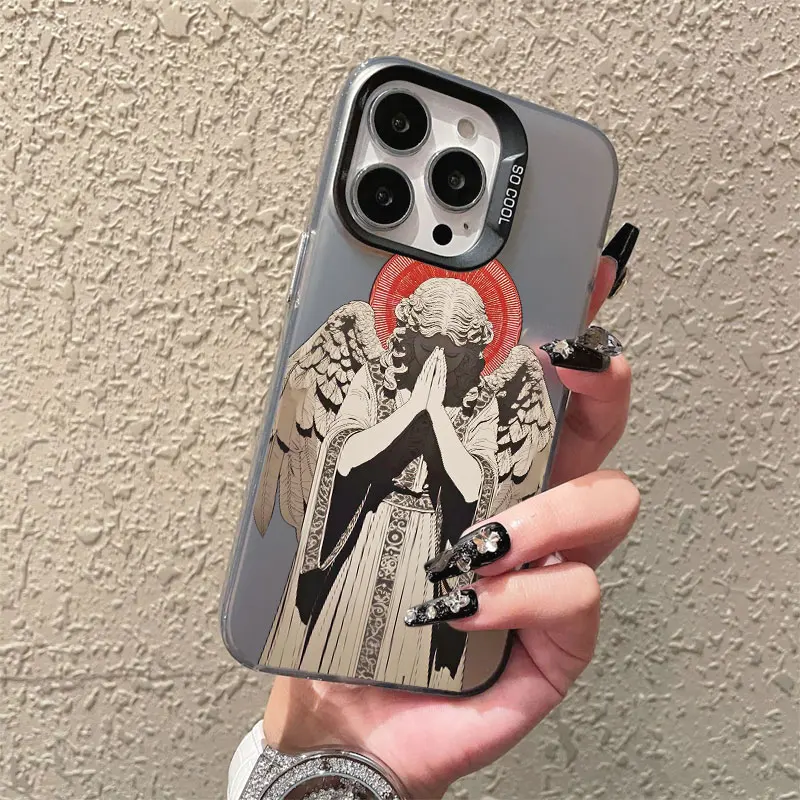 Modische Coole Tattoo-Nonnen-Handyhülle für iPhone 17 16 14 15 Pro Max Plus 12 13 Mini 11 Pro Max Stoßfeste Laser-Handyrückseite – Detail 7