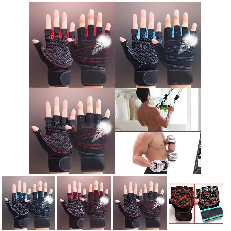 Sports Gym Gloves Half Finger Breathable Weightlifting Fitness Gloves Dumbbell cycling gloves