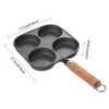 4 Hole Omelet Pan Egg Frying Pan Nonstick Divided Egg Omelet Pan Granite Coating Pancake Pan Wooden Handle for Home Kitchen 6