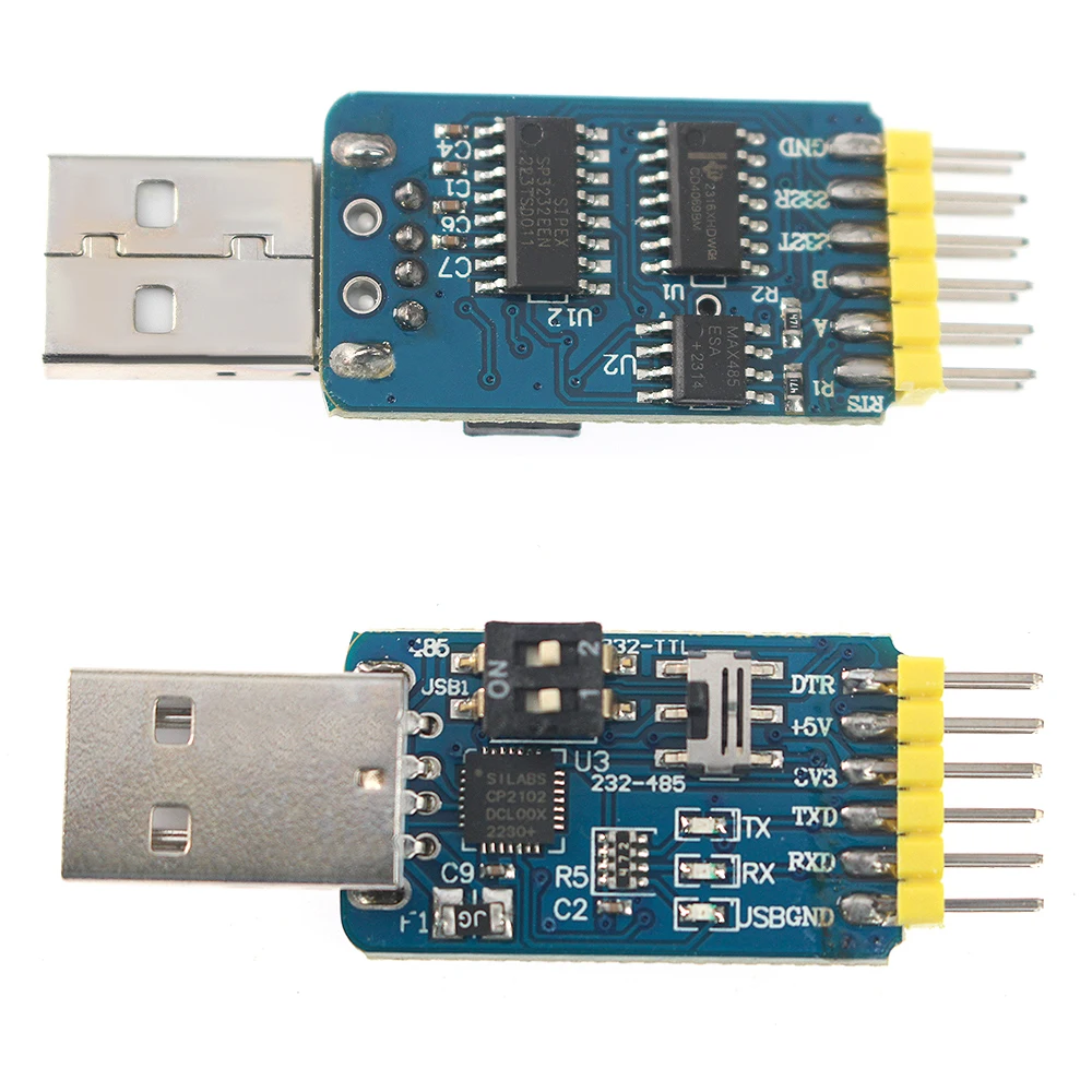 6 in 1 USB Serial Adapter CP2102 USB To TTL/RS232/RS485 Converter 3.3V/5V Level Shifter for Arduino/STM32