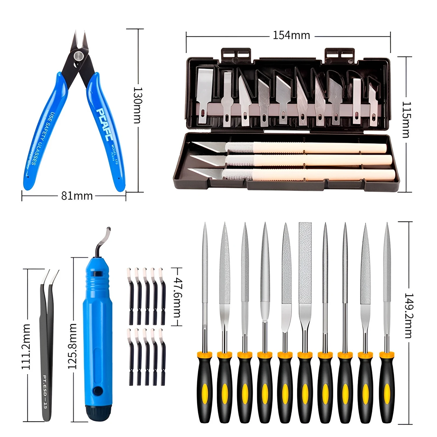 3D Printer Tool Kit Trimming Knife Scraper Cleaning Needle Tweezers Pliers Scraper Basic Deburring Tools Kit DIY 3D Printer Part - 3