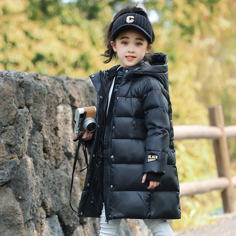 New Winter Girls Down Coats Fashion Children Jackets 85% Duck Down Parkas Long Outerwear Size 120-160cm