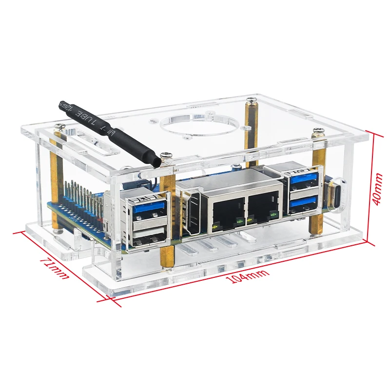 Orange Pi RV2 Acrylic Case Transparent Shell Cooling Fan Copper Heatsinks Option
