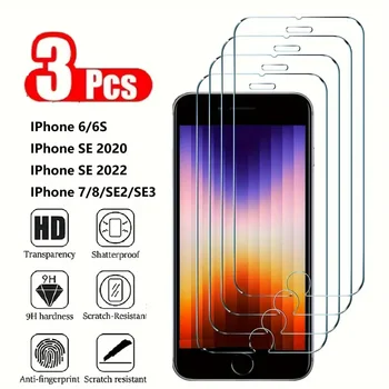 Proteggi schermo da 3 pezzi per iPhone 7 8 6 6S Plus SE 2020 2022 Vetro temperato
