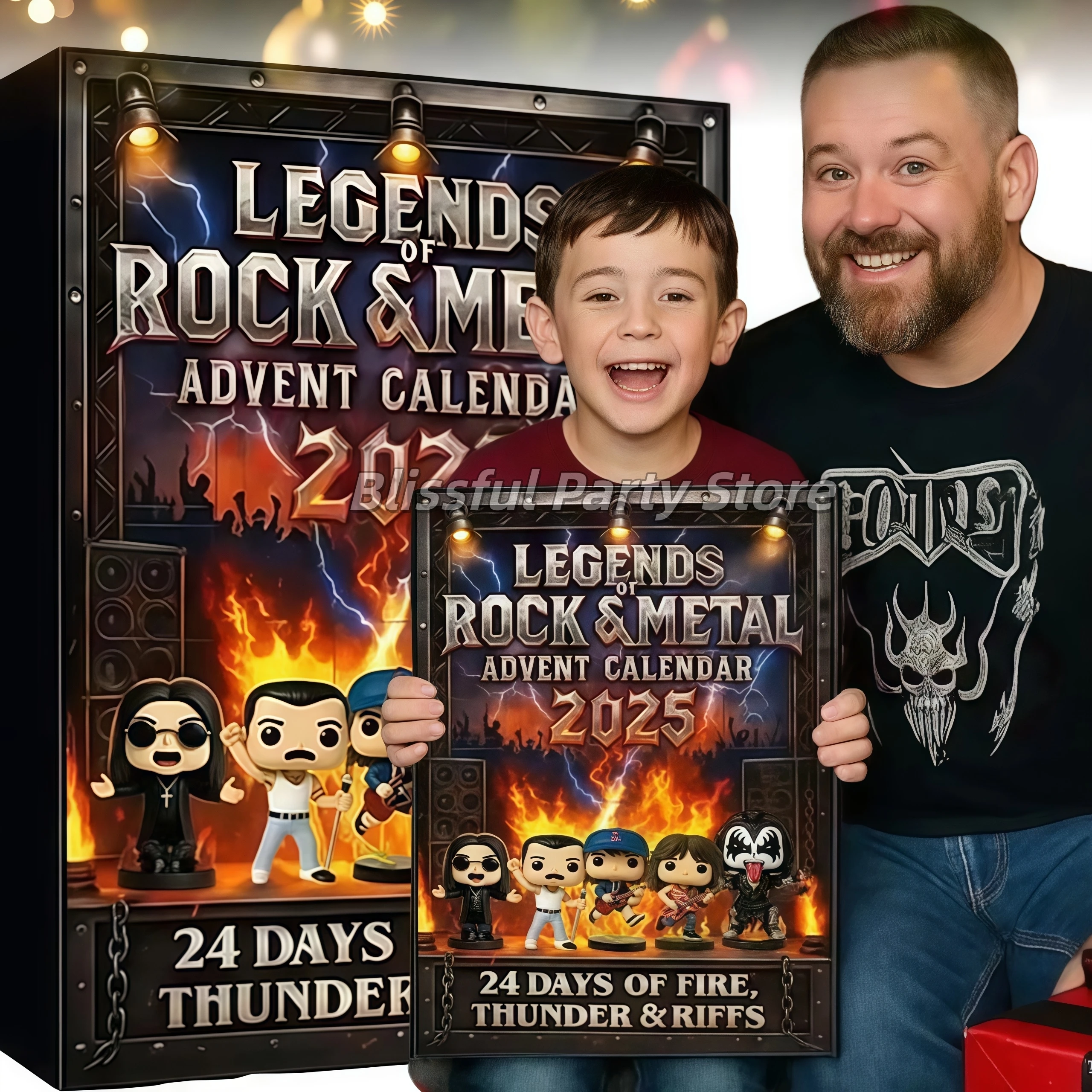Christmas Advent Calendar Gift Rock and Metal 2D Flat Acrylic Iconic Blind Box Rock and Metal Fans Xmas Countdown Calendar