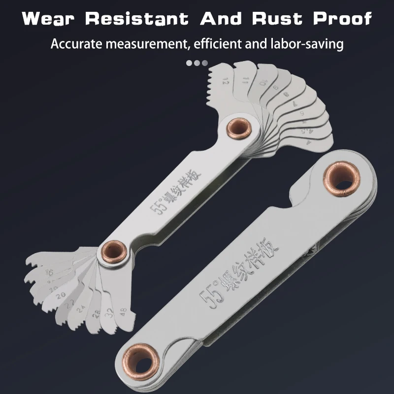 Inch 55&deg; / Metric 60&deg; Thread Pitch Cutting Gauge Set Stainless Steel Pitch Ruler Measuring Tools One Piece Thread Samples 20Pc