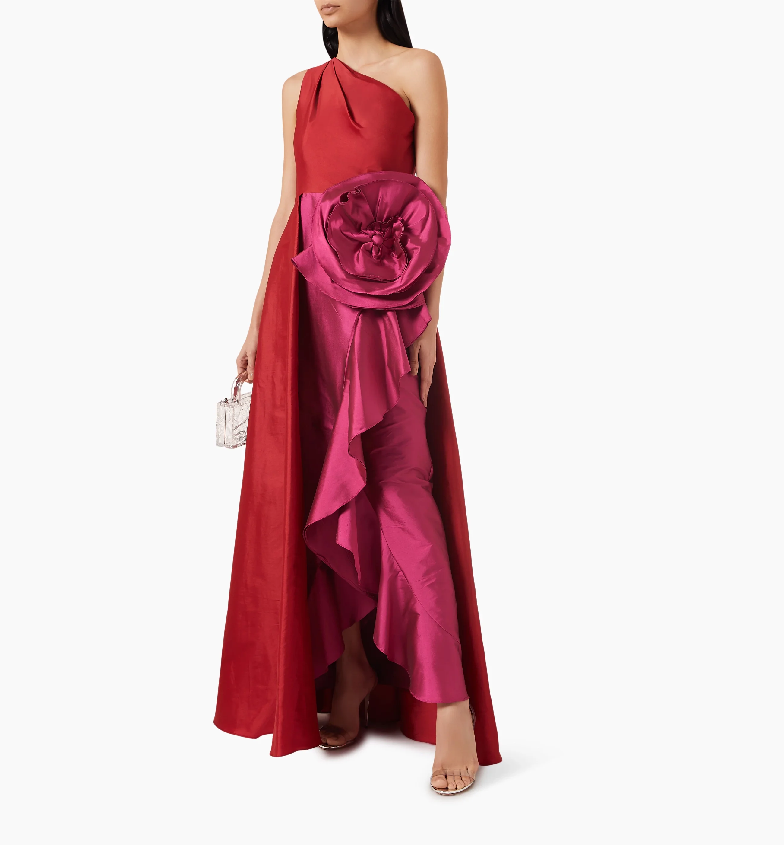 

Welove Red One Shoulder Prom Dress with 3D Flower Evening Gowns Asymmetrical Ruffle A Line Robes De Bal Vestidos New 2024