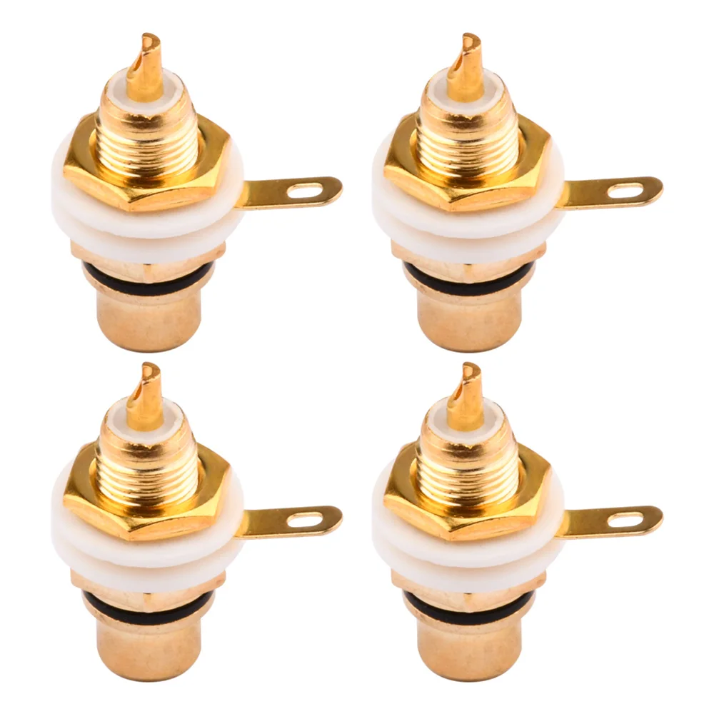 

4pcs RCA Female Socket Connector Zinc Alloy Chassis Panel Mount Adapter Audio Terminal Plug Metal Welding Socket Connector Plug