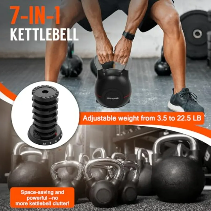 Adjustable Kettlebell Weight Set-Quickly Adjusts Weights, Comfortable Grip, Ergonomic Kettlebell Sets For Home Gym