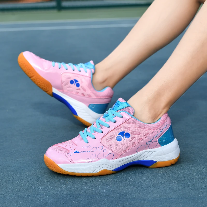 

Gold Pink Women Badminton Sport Trainers Anti-slippery Men Professional Volleyball Shoes Lightweight Couples Tennis Shoes 26151