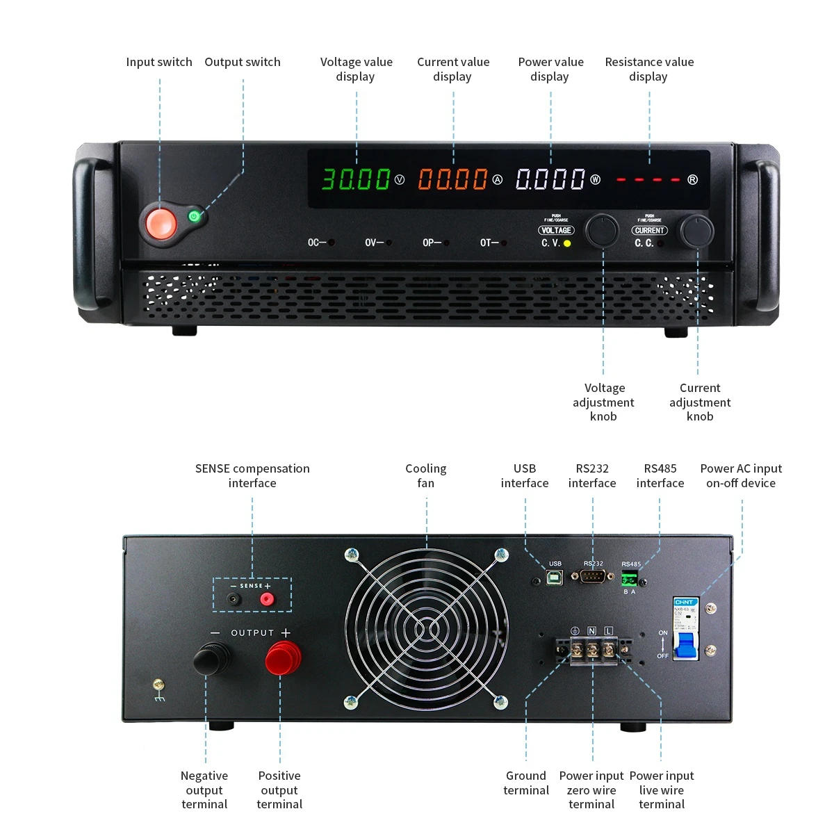 MYAMI einstellbar 220ACV zu DC 15V 30V 60V 300V 400V 500V 600V 800V 1A bis 200A Rack Labor DC-Schaltnetzteil – Detail 12