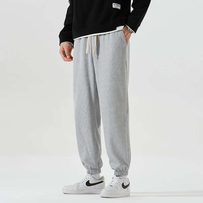 Men's Spring Autumn Elastic High Waisted Solid Pockets Pleated Harlan Lantern Sports Casual Loose Trousers Fashion Pants