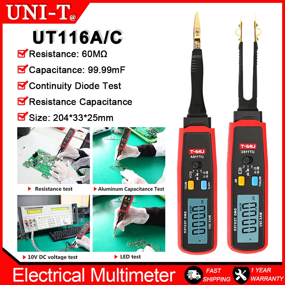 UNI-T-UT116A-UT116C-SMD-Multimeter-Tester-36V-Voltage-Meter-Resistance ...