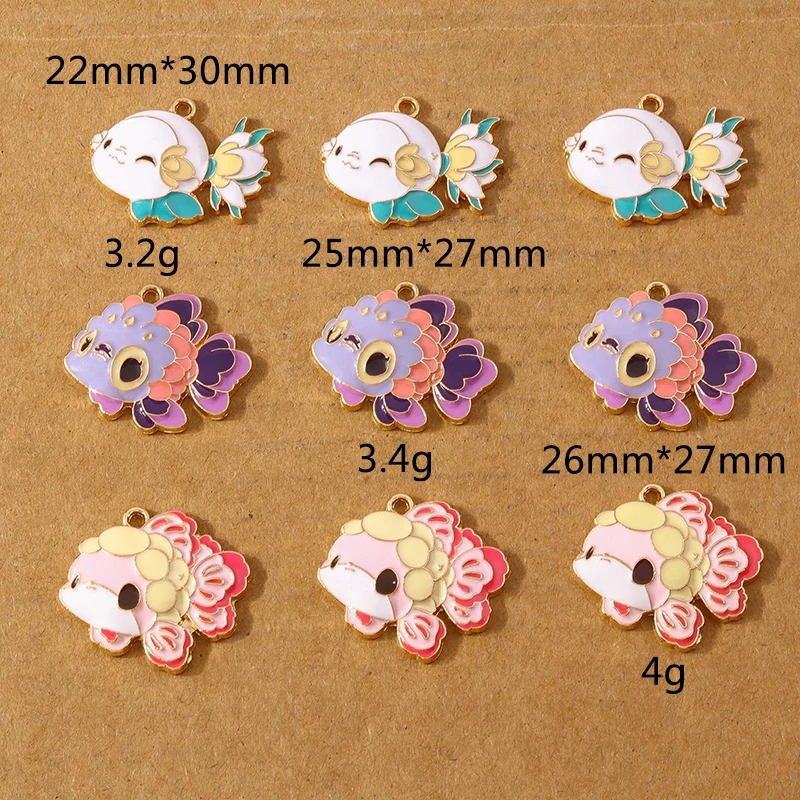 10 Stück süße Emaille-Fisch-Charm-Anhänger für Halskette, Ohrringe, DIY-Armband, handgefertigte Schmuckherstellung, Zubehör, Zubehör – Detail 5