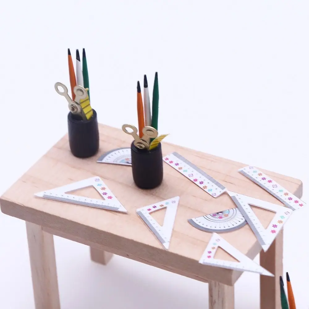 Dolls Accessories Doll Stationery Eraser Rulers 1:12 Scale Dollhouse Writing Materials Playing House Mini Painting Tools