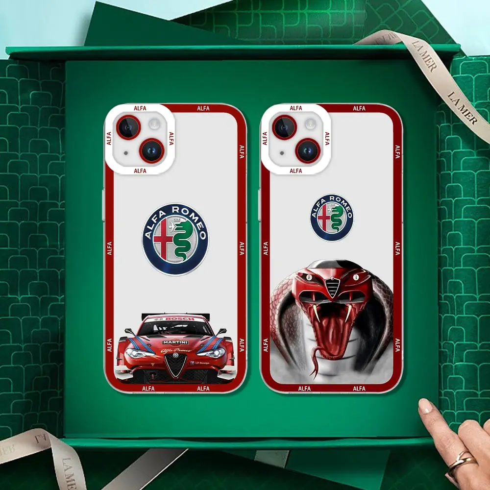 Luxury Sport Car A-Alfa-Romeo Clear Cqoue Case Per Oppo Reno 10 8 Pro Plus 8Z 8T 7 7Z 6 Lite 6Z 5G 5 5F 4 2F A7X A5 A5S 4G Cover