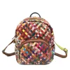 Annmouler Vintage Women Backpack Genuine Leather Daypack Large Capacity Rucksack for Women Cow Leather Weave Bag 1