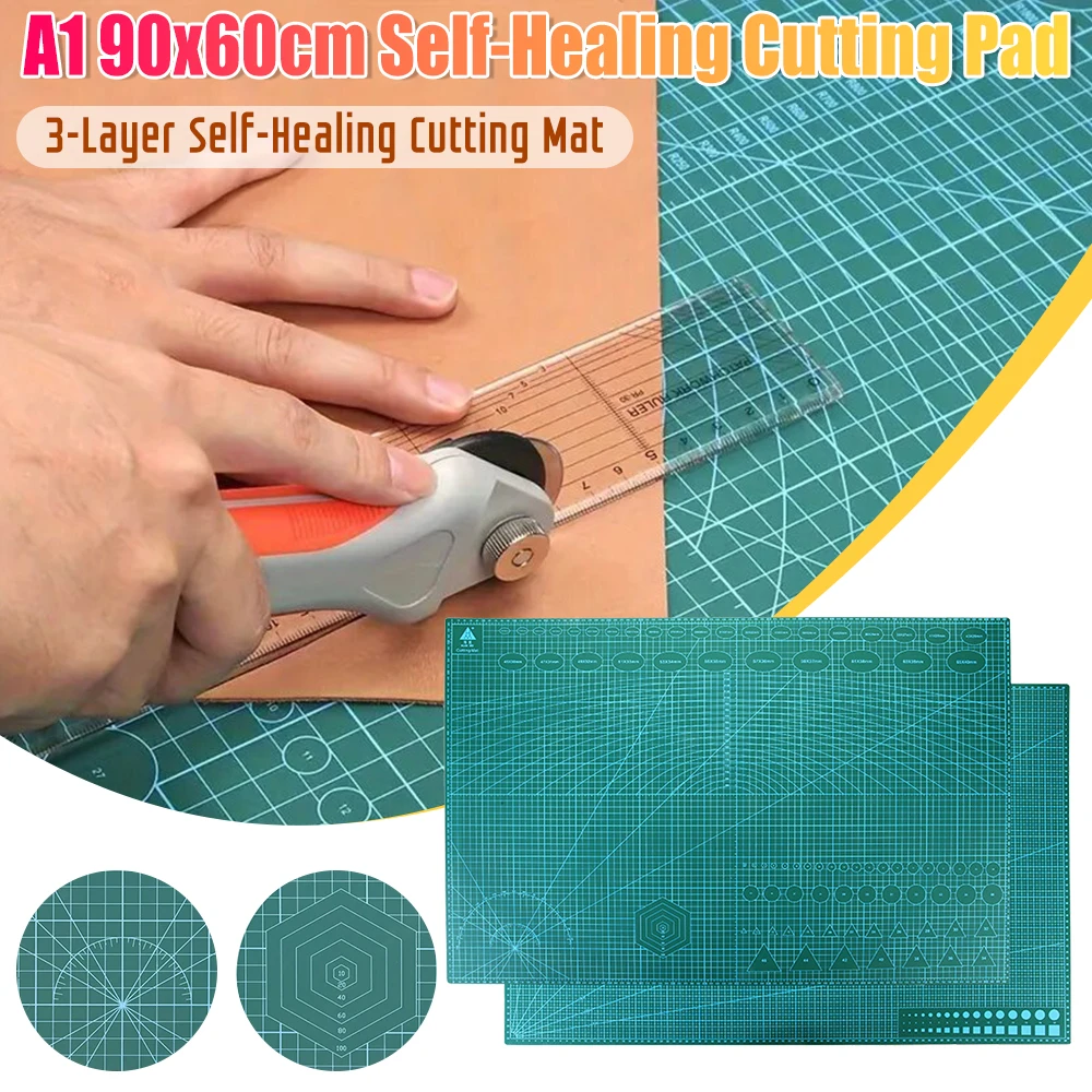 A1 90x60cm Self-Healing Cutting Pad Double-Sided Gridded PVC Cutter Board for Craft Sewing Quilting Scrapbooking Leather New ﻿