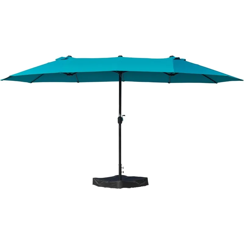 

14' Outdoor Patio Double-Sided Aluminum Umbrella with Crank and Base