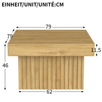 Table basse en bois avec plateau en PB et base en MDF, 79x79x46 cm, robuste, polyvalente, design moderne pour le salon, la salle à manger, le bureau, la décoration 4