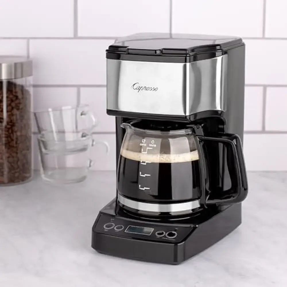 Mini Drip Coffee Maker Stainless Steel Programmable Timer Warmer Black 5-Cup 4