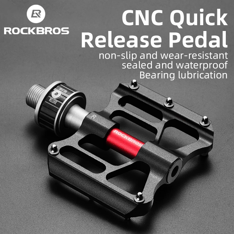 

ROCKBROS Quick Release Bicycle Pedals Cleats MTB Cycling CNC Aluminum Alloy Sealed Bearing Waterproof Anti-slip Bike Accessories