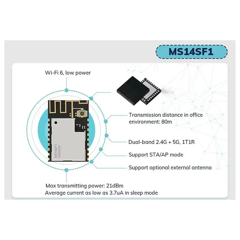 Y22A-NRF7002 듀얼 밴드 2.4G + 5G Wifi 6 모듈 무선 1T1R 트랜시버 LNA MS14SF1 TWT 원격 제어 스마트 Wifi 모듈