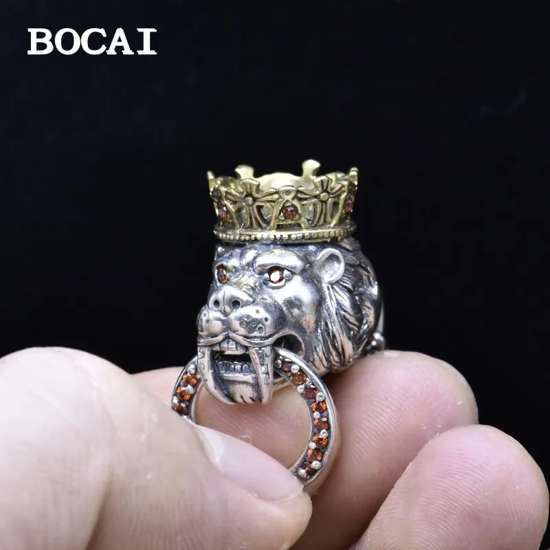 Bocai New S925 Argento Vintage Fashion Seiko Lion Ciondolo Uomo E Donna Regalo