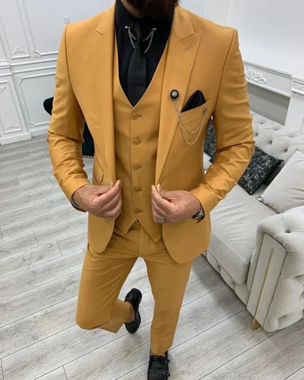 2024 Green Peak Lapel Slim Fit Men Suits 3 Pieces Tuxedos Terno Masculino Blazer Sets Groom Wedding Prom Costume Homme 6