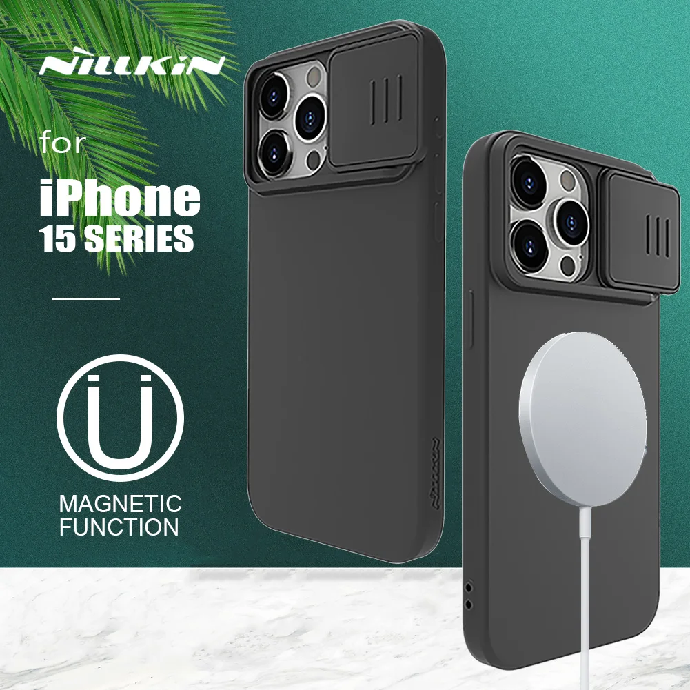 

Чехол Nillkin CamShield для iPhone 15 Pro Max, Магнитный чехол с жидкостью для камеры, силиконовый чехол для iPhone 15 Plus, 15 Pro