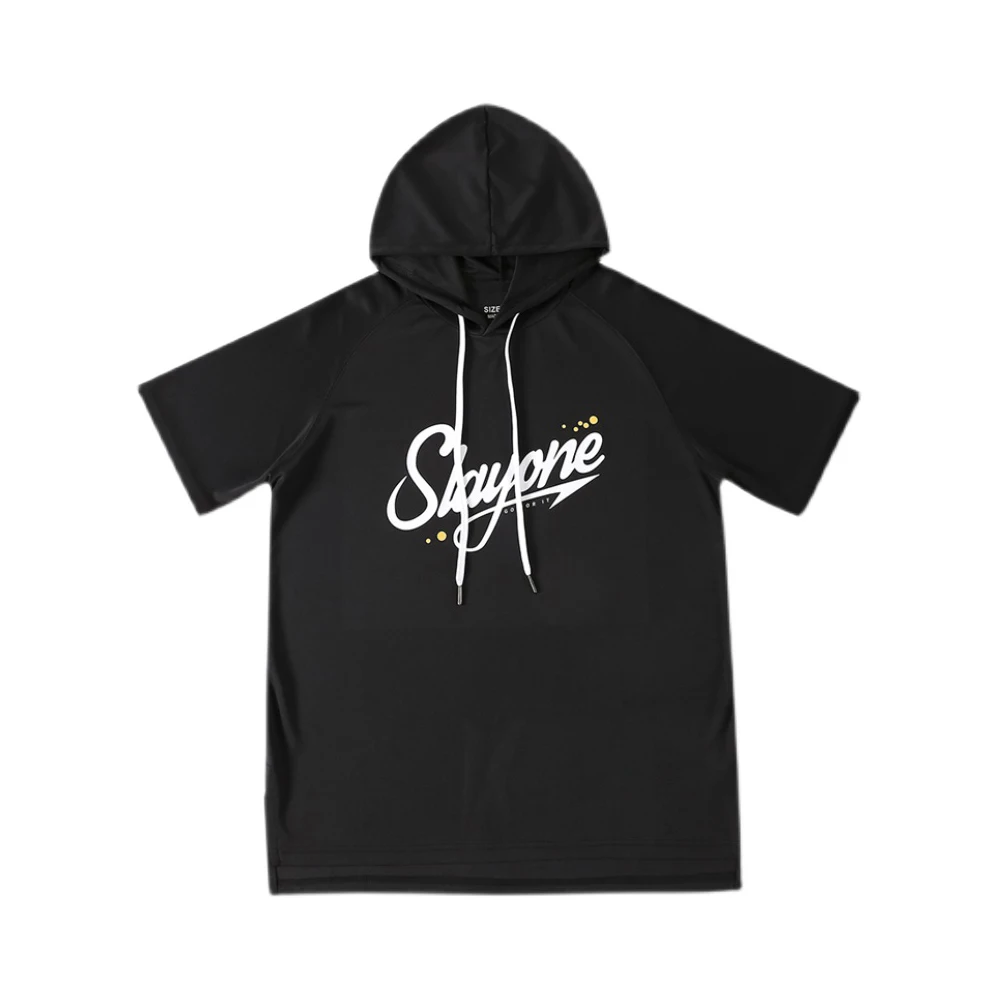 

Black Hooded Short Sleeve T-shirt #nigo5787