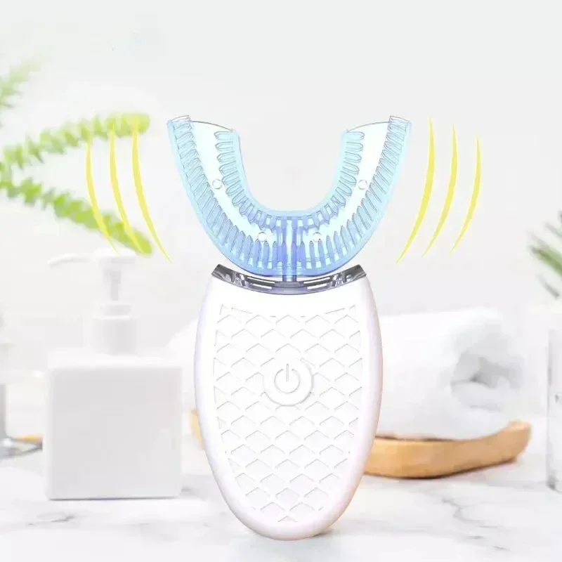 USB Rechargeable U-Shaped Electric Toothbrush Automatic Sonic 360° Silicone Head Waterproof Oral Care Daily Tool